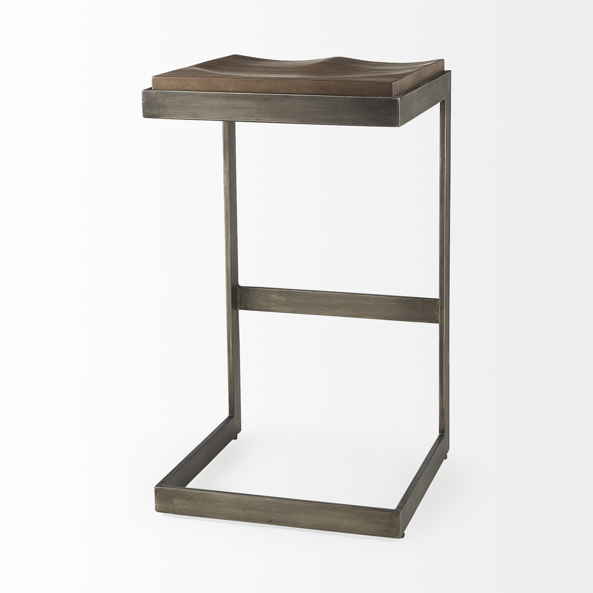 Kiran Backless 30in Seat Bar Stool | Brown Wood with Antique Nickel, Counter & Bar Stool by Mercana, 17" length x 17" width x 30" height View 6