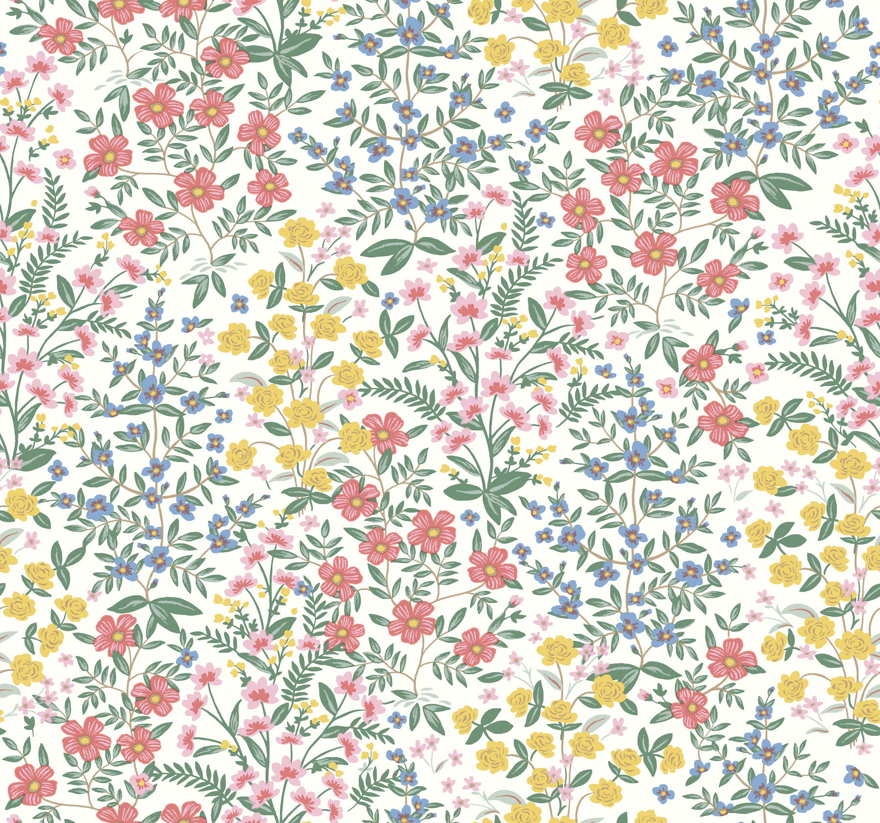 Wildwood Garden White & Pink Wallpaper large image 