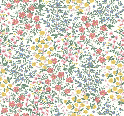 Wildwood Garden White & Pink Wallpaper