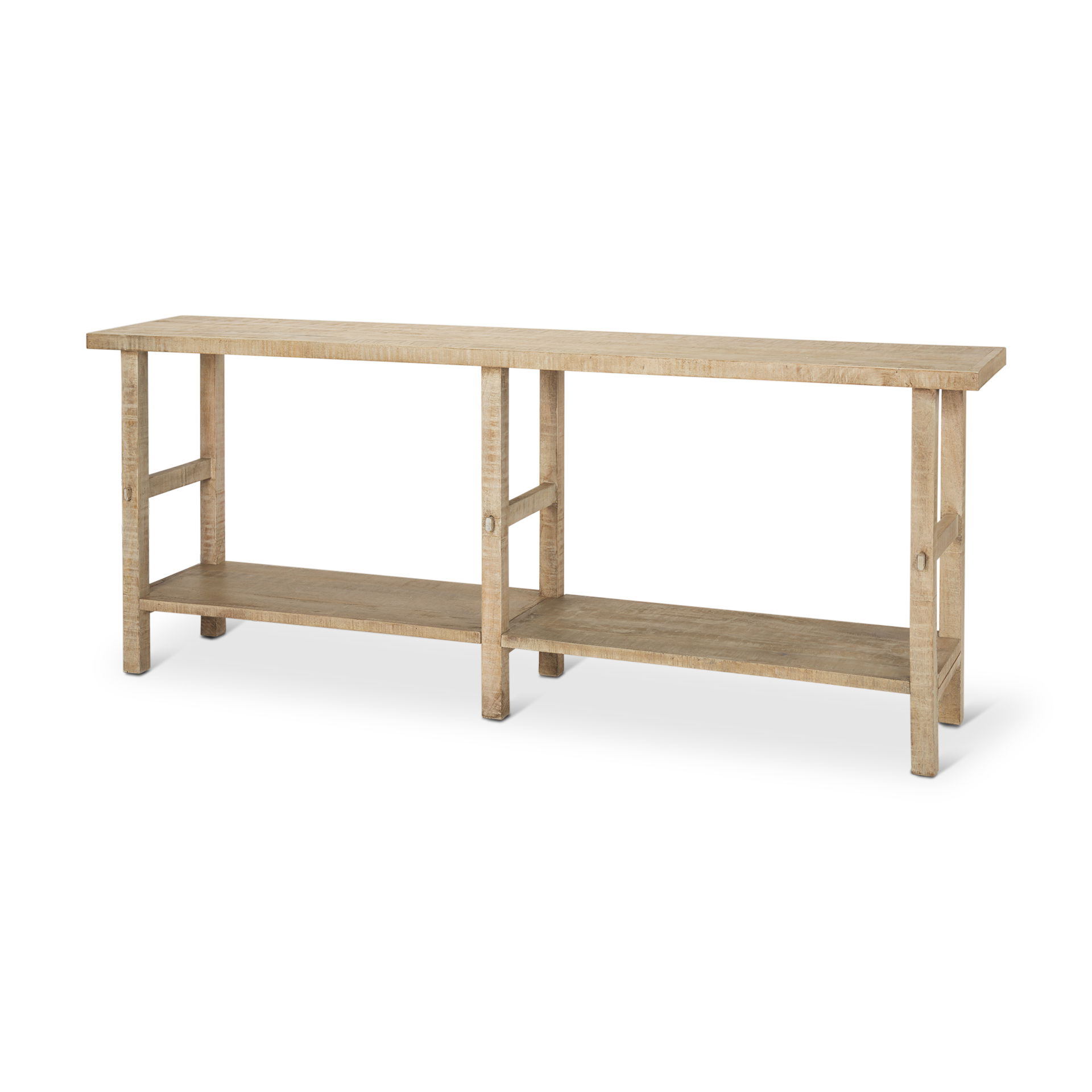 Rosie Large Blonde Wood Console Table, by Mercana, 76.75" length x 16" width x 30" height View 1