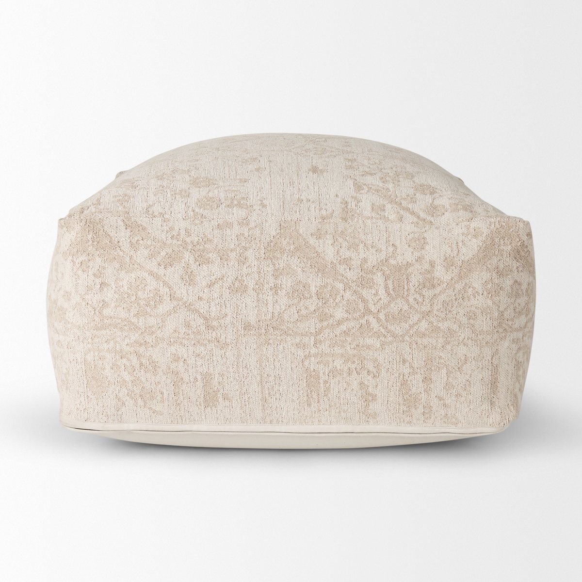 Khloe Large Cream Pouf, Ottoman by Mercana, 36" length x 36" width x 17" height View 3