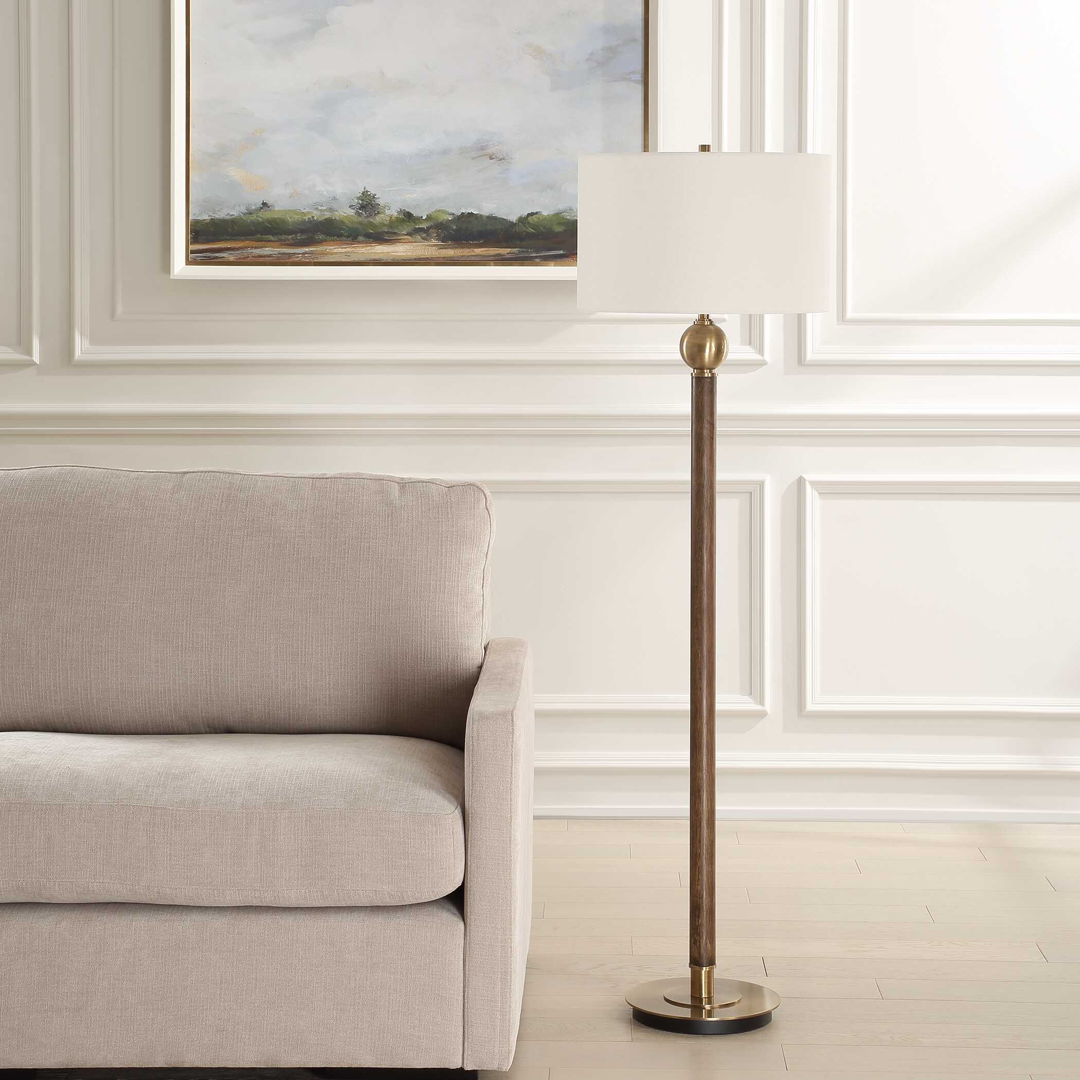 Keros Dark Oak Floor Lamp large image 