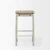 Givens Low Back 26in Seat Counter Stool | Brown Wood with Silver Metal, Counter & Bar Stool by Mercana, 14.1" length x 15.8" width x 26" height thumbnail 5
