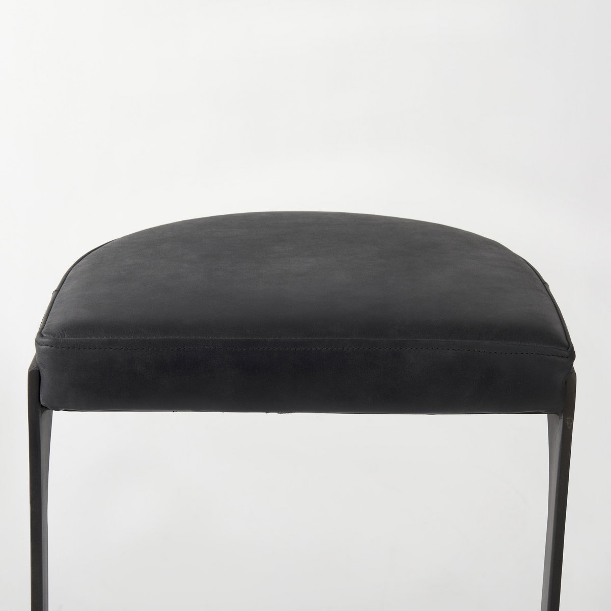 Tyson Backless 31in Seat Bar Stool | Black Leather with Black Metal, Counter & Bar Stool by Mercana, 17.25" length x 17.5" width x 31.25" height View 6