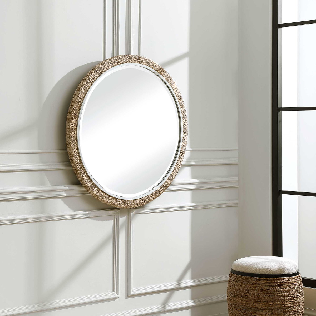Carbet Round Rope Mirror, by Uttermost, 3'3.75" width x 3'3.75" height x 2" depth View 4