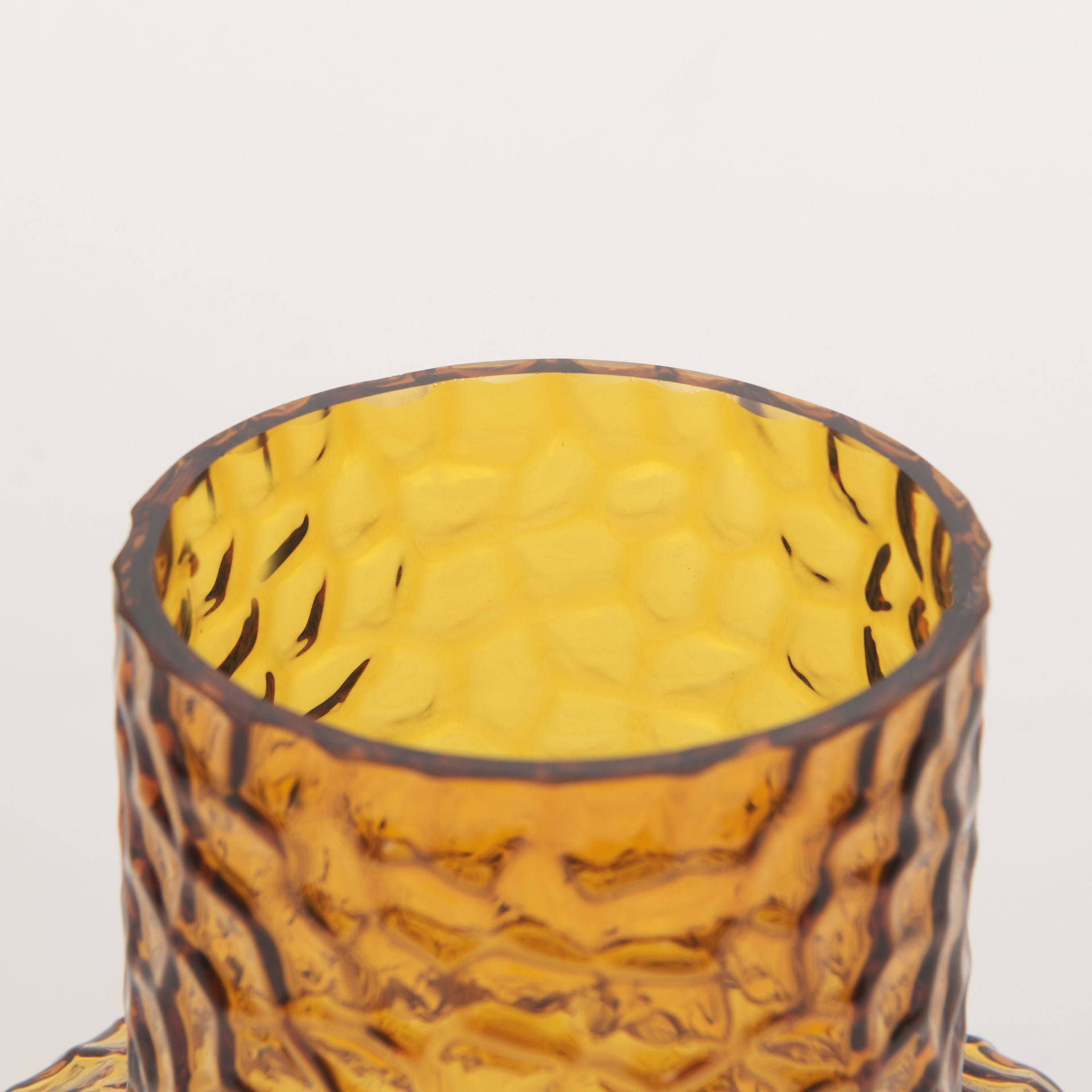 Jolene Short Amber Glass Vase, by Mercana, 6.3" length x 6.3" width x 7.2" height View 8