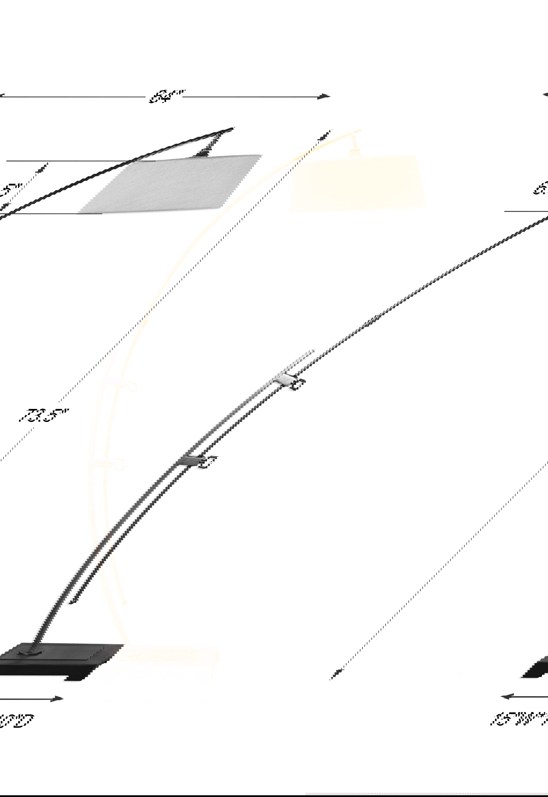 Calogero Bronze Arc Floor Lamp, by Uttermost, 64" width x 73.5" height x 18" depth View 3