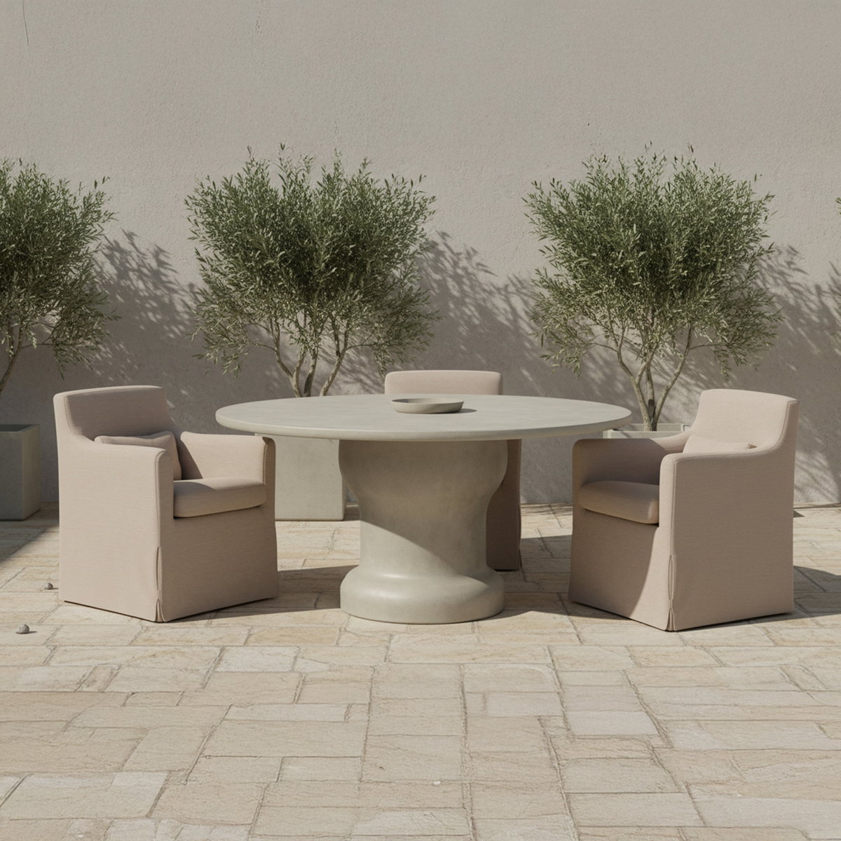 Magnolia Outdoor Dining Table Cream, Outdoor Table by Moe's Home, 5' width x 2'6" height x 5' depth View 4
