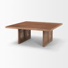 Grier  42' Square Medium Brown Solid Wood with Cane Coffee Table thumbnail 5