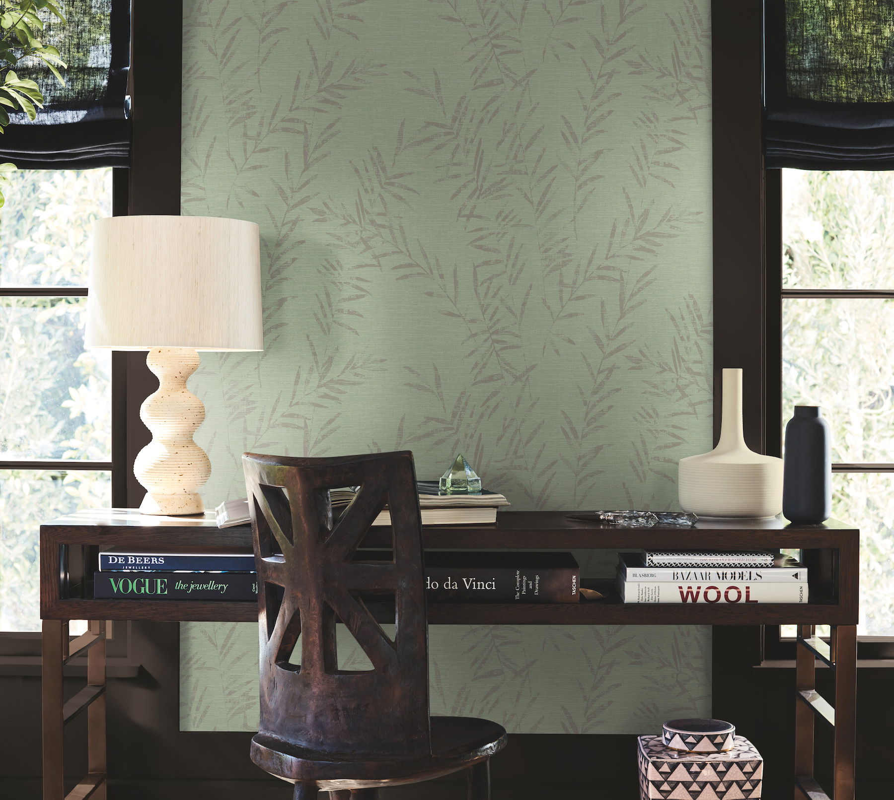 Allerton Bamboo Sage Wallpaper large image 