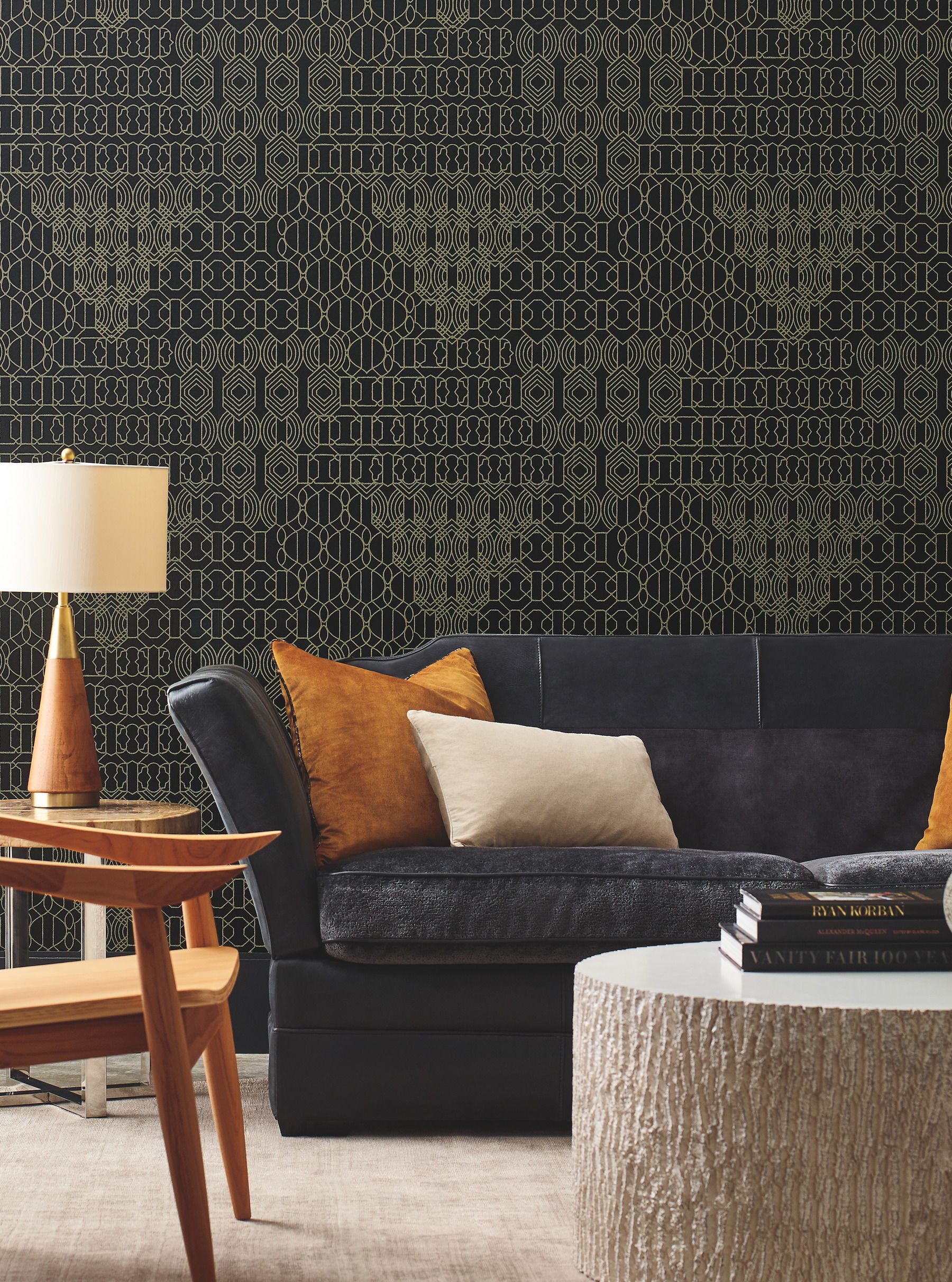 Modern Chandelier Black Wallpaper large image 