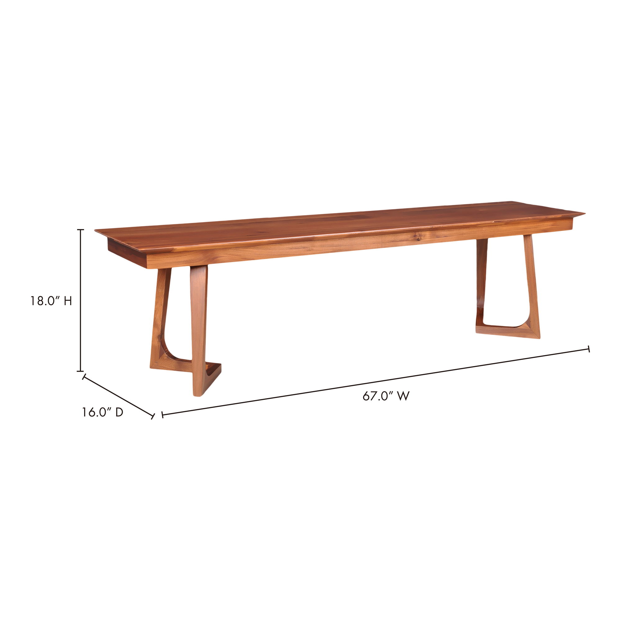 Godenza Bench Brown, Benche by Moe's Home, 67" width x 18" height x 16" depth View 4