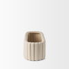 Mira Wide Textured Blush Beige Fluted Ceramic Vase thumbnail 3