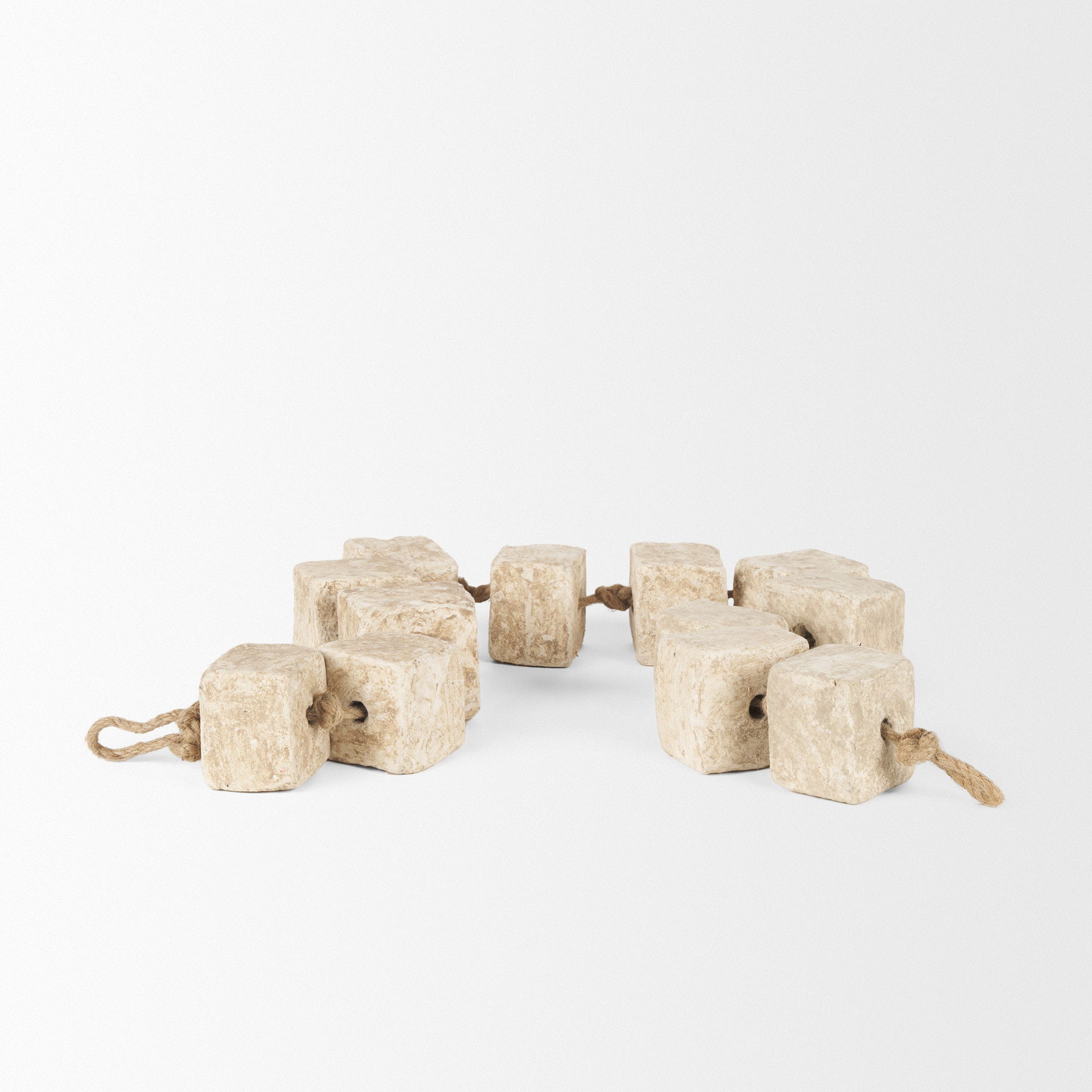 Mala Beige Paper Mache Cube Garland, Decorative Object by Mercana, 40" length x 2" width x 2" height View 6