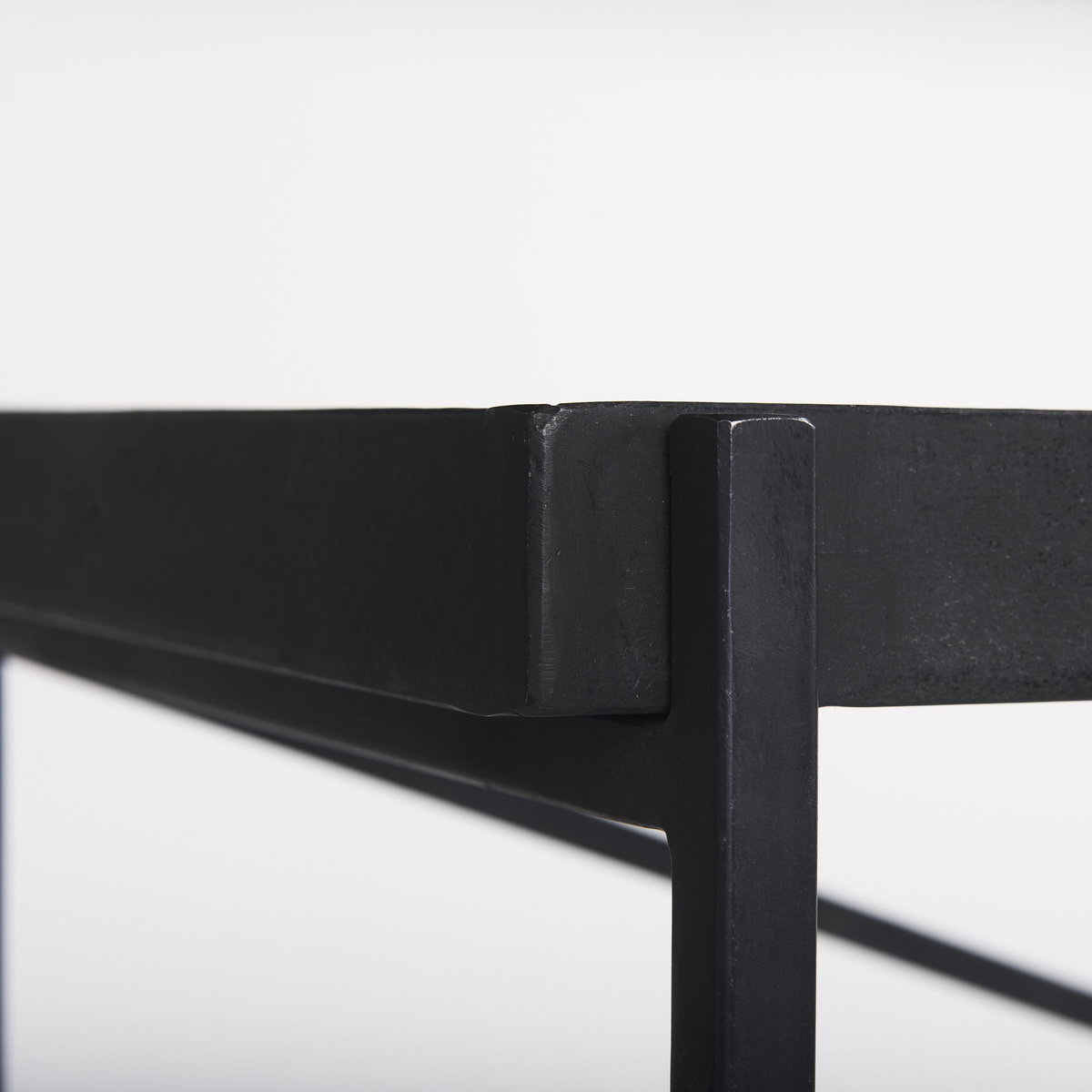 Trey 72.0'L x 16.0'W x 30.0'H Black Metal with Glass Console Table, by Mercana, 72" length x 16.25" width x 30" height View 11