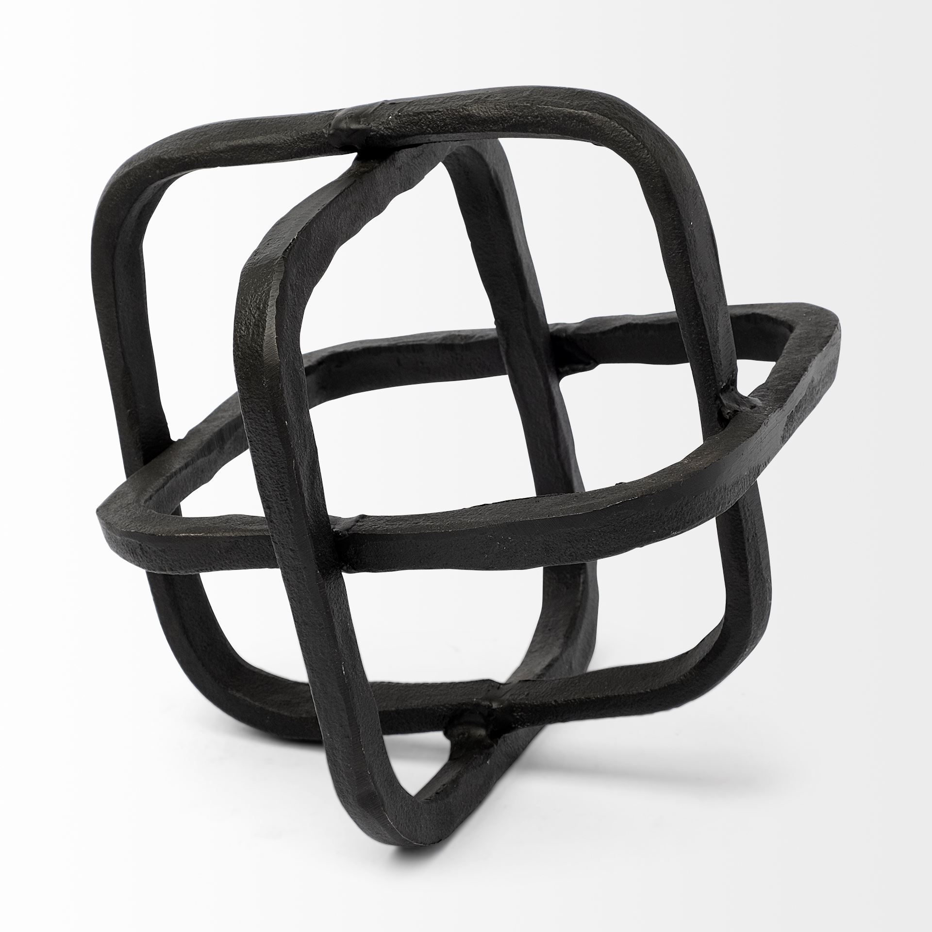 Willem I 9L x 9W Black Metal Open Cube Decor Object, Decorative Object by Mercana, 8.58" length x 8.58" width x 8.58" height View 7