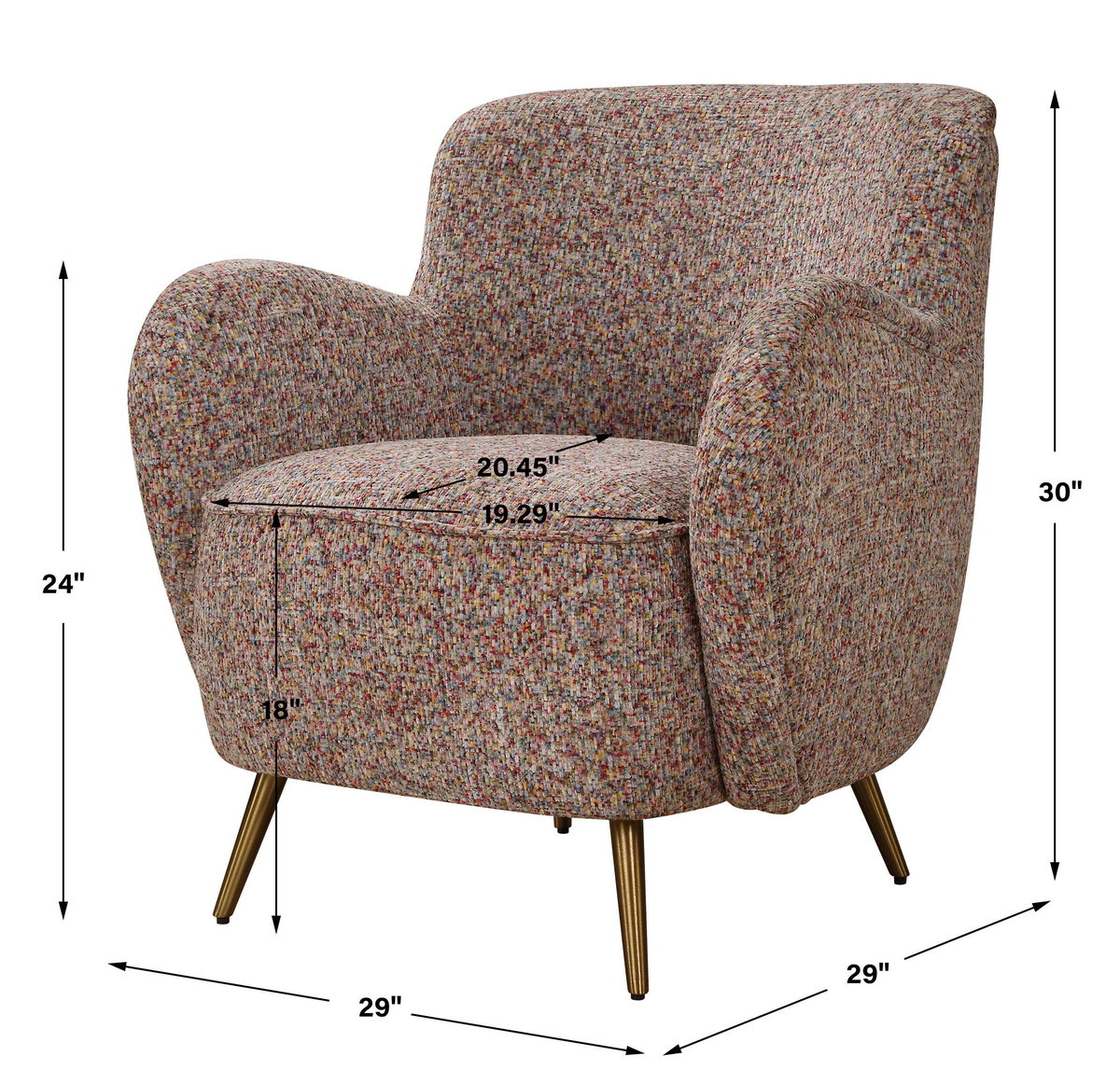 Gemstone Confetti Toned Accent Chair, by Uttermost, 29" width x 30" height x 29" depth View 3
