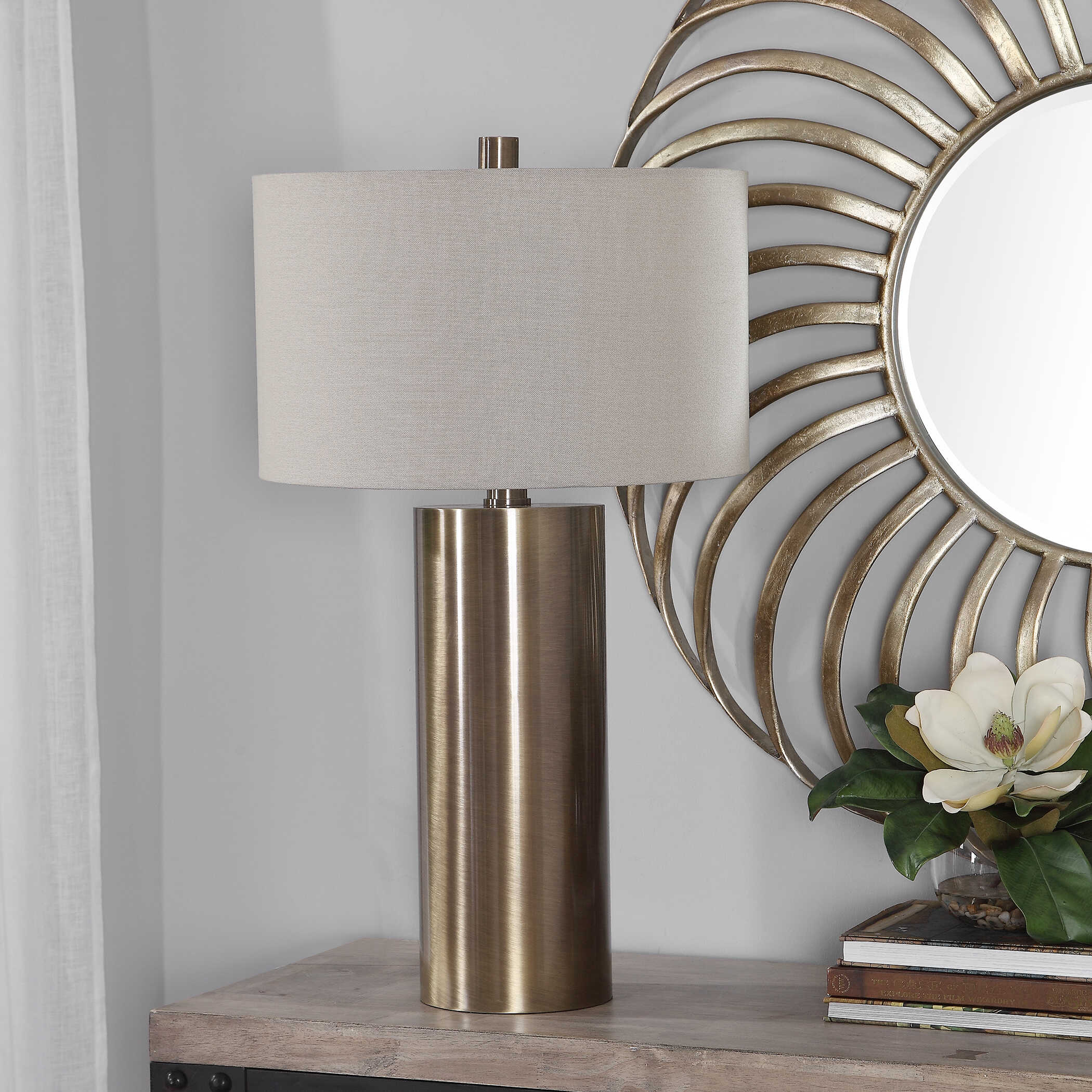 Taria Brushed Brass Table Lamp, by Uttermost, 18" width x 31.5" height x 18" depth View 5