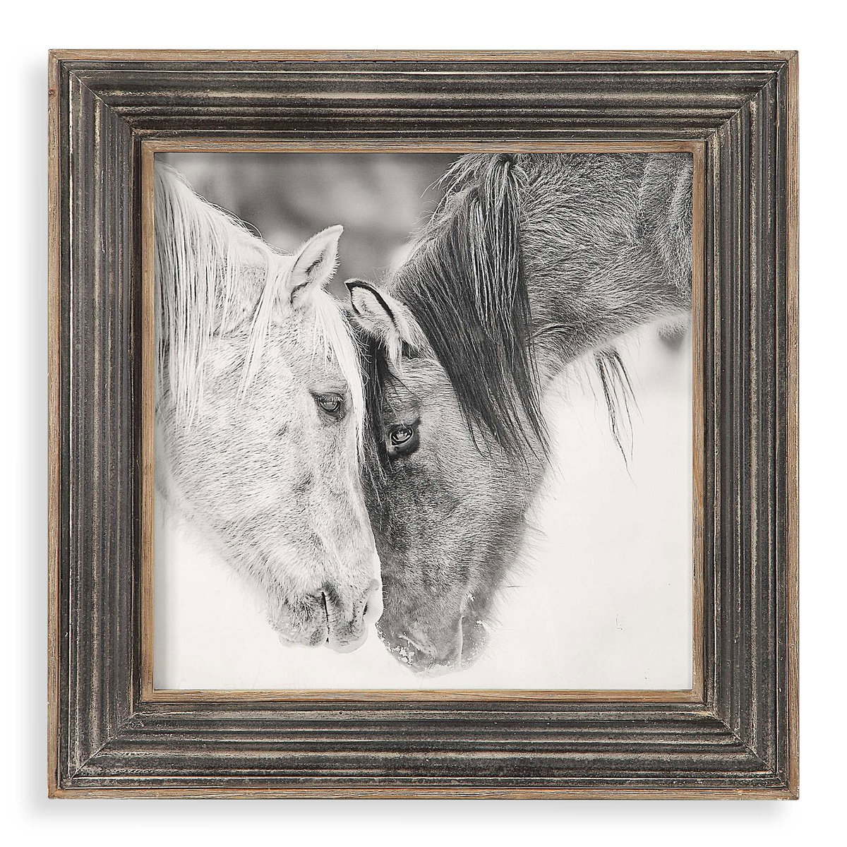 Custom Black And White Horses Print, by Uttermost, 2'7.5" width x 2'7.5" height x 2.75" depth View 1