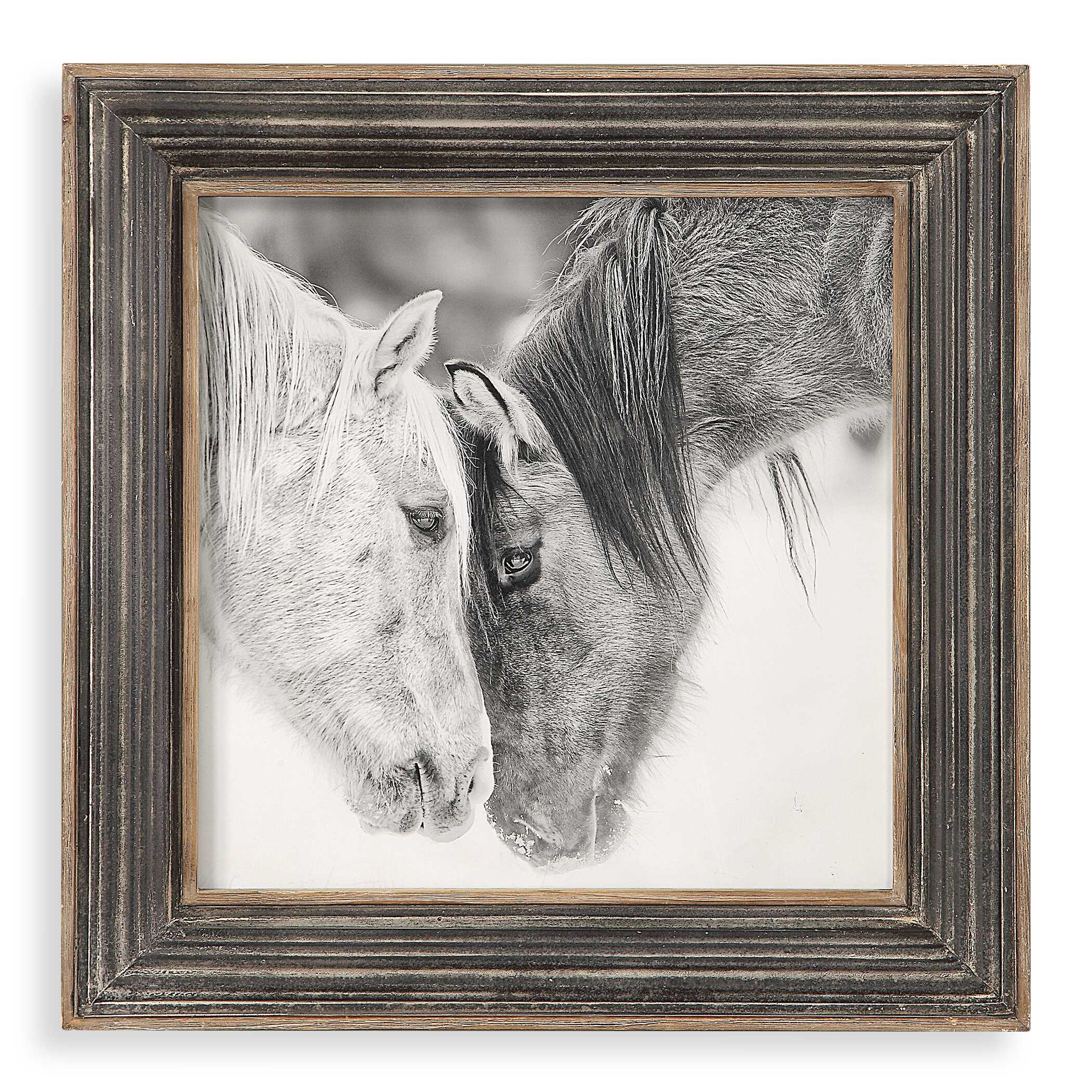 Custom Black And White Horses Print large image 