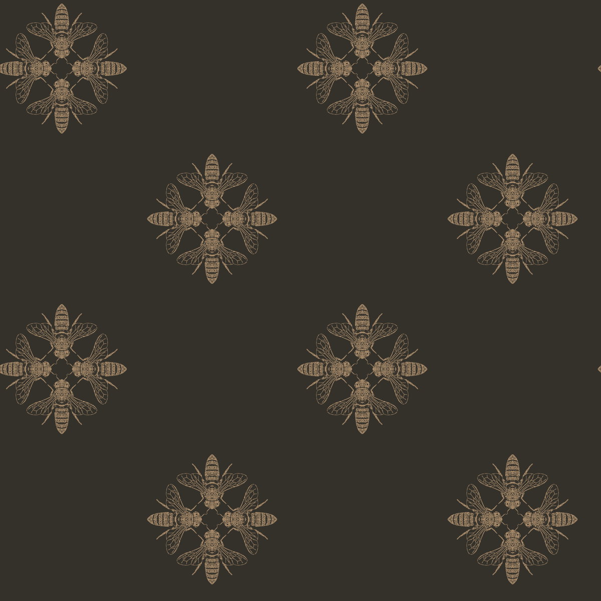 Honey Bee Gold & Black Wallpaper, by York Wall, 33' length x 1'8.5" width x 0.02" depth