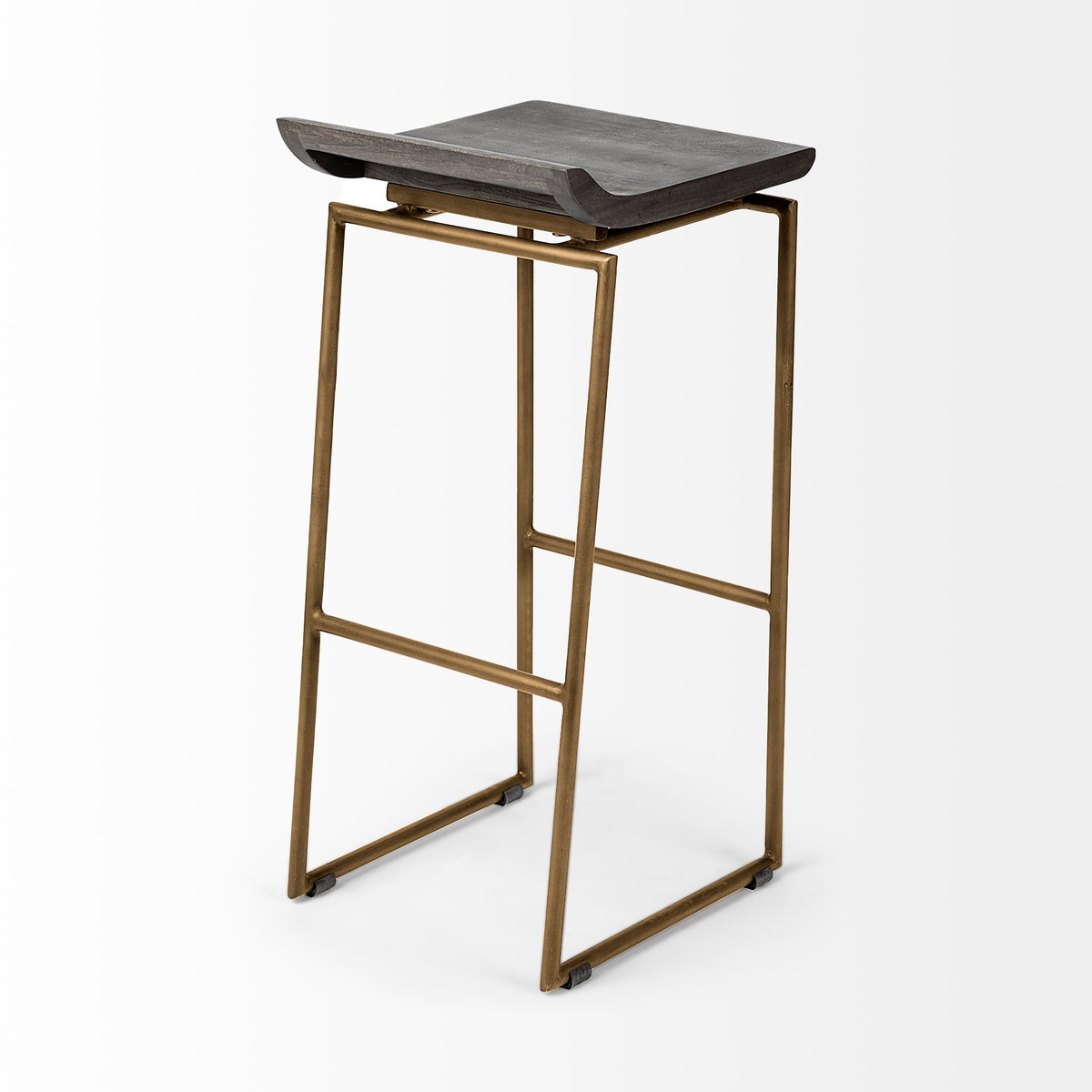 Givens Low Back 32in Seat Bar Stool | Brown Wood with Gold Metal, Counter & Bar Stool by Mercana, 14.1" length x 15.8" width x 32" height View 7