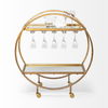 Carola Gold Frame Two-Tier Glass Shelves with Stemware Holder Bar Cart thumbnail 5