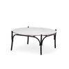 Etienne 36' Round White Marble Top Black Metal Base Coffee Table thumbnail 0