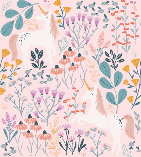 Unicorn Paradise Pink Peel & Stick Wallpaper