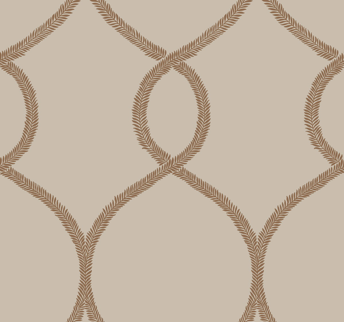 Laurel Leaf Ogee Brown Wallpaper, by York Wall, 27' length x 2'3" width x 0.02" depth