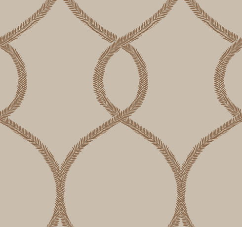 Laurel Leaf Ogee Brown Wallpaper