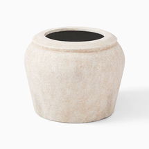 Online Designer Bedroom Colin King Rustic Ficonstone Planter, Medium, 18.5"D X 14"H, Washed Alabaster