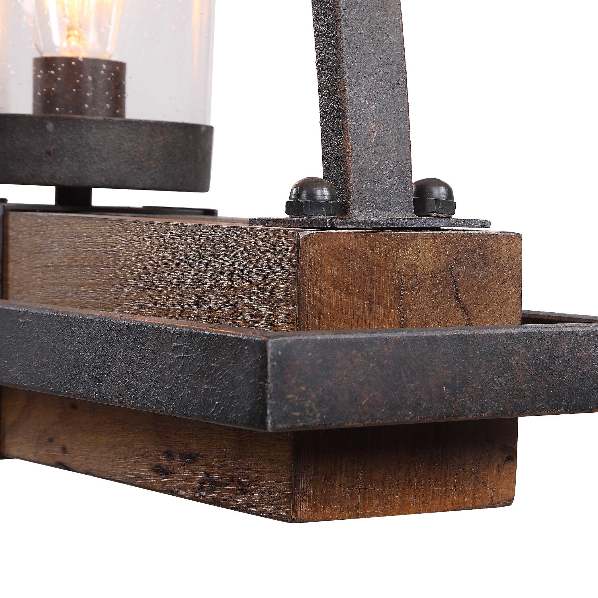Atwood 5 Light Rustic Linear Chandelier, Ceiling Light by Uttermost, 51" width x 30.75" height x 7.75" depth View 7