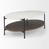 Larkin White Marble Top with Dark Brown Wood Shelf Oval Coffee Table, by Mercana, 48" length x 30" width x 16" height thumbnail 4