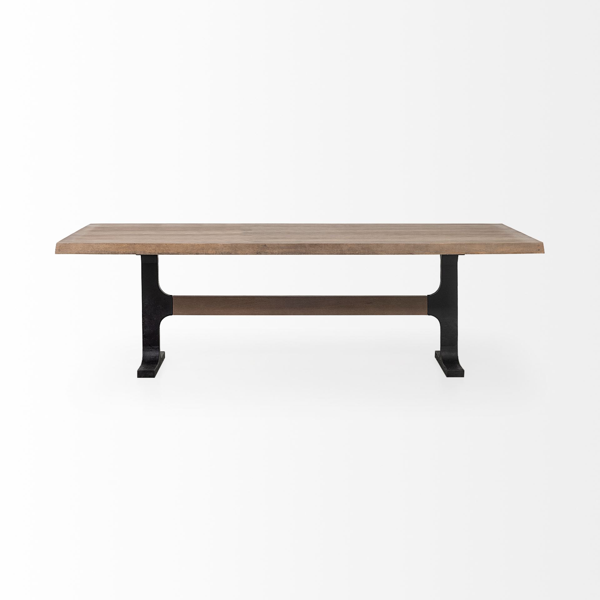 Araxi 95L x 41W x 30H Rectangular Brown Solid Wood Top Black Metal Base Dining Table large image 