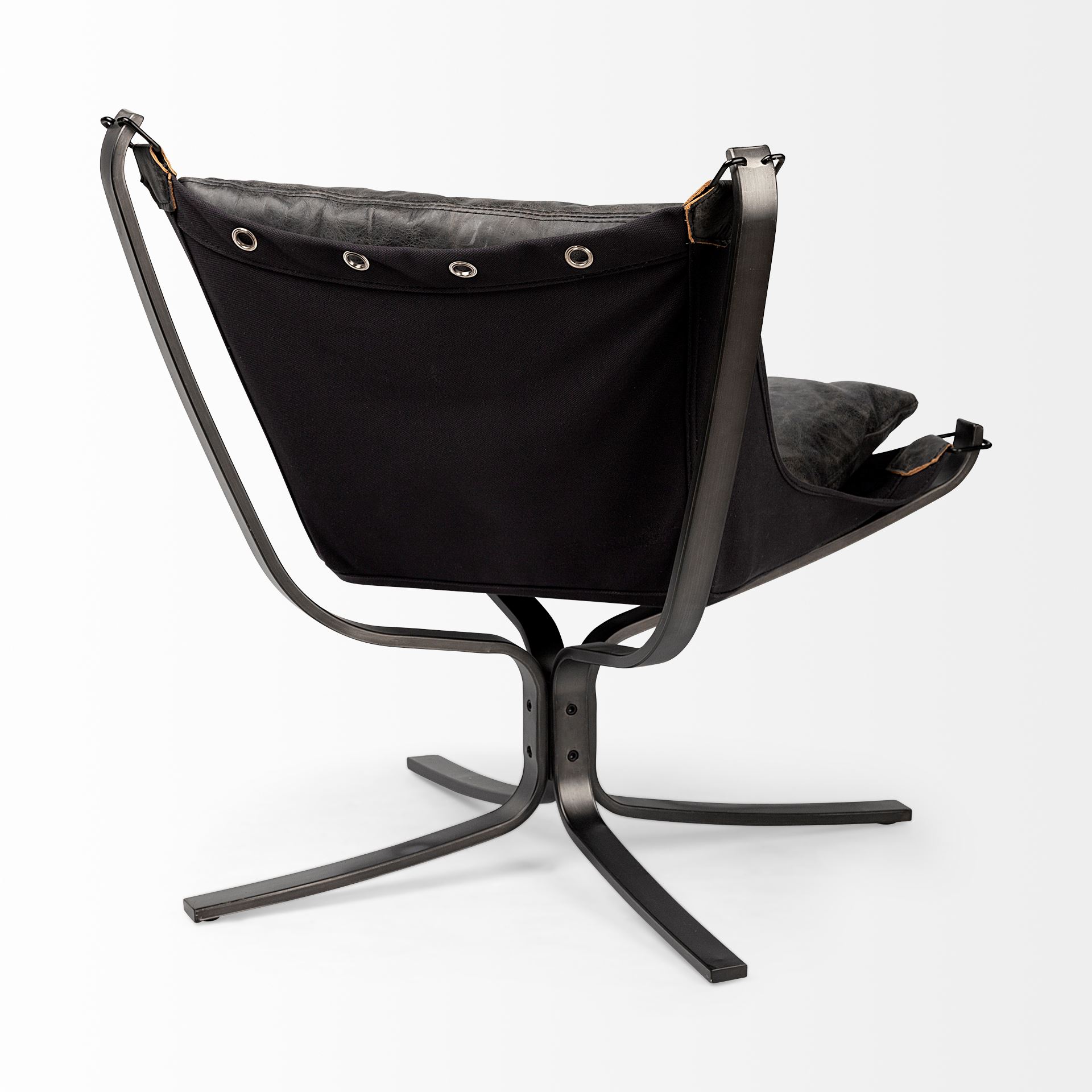 Colarado Black Leather Cushions with Black Metal Frame Sling-Style Accent Chair large image 