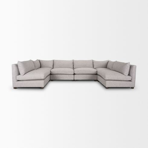 Halston 6 Piece Light Grey U Shaped Sofa Set