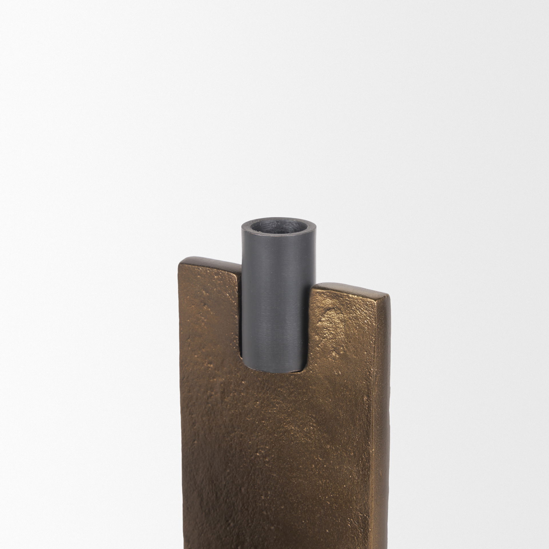 Polli Antiqued Gold with Matte Black Metal Taper Candleholders (Set of 2), Candles & Candle Holder by Mercana, 4.33" length x 4.15" width x 11.4" height View 9