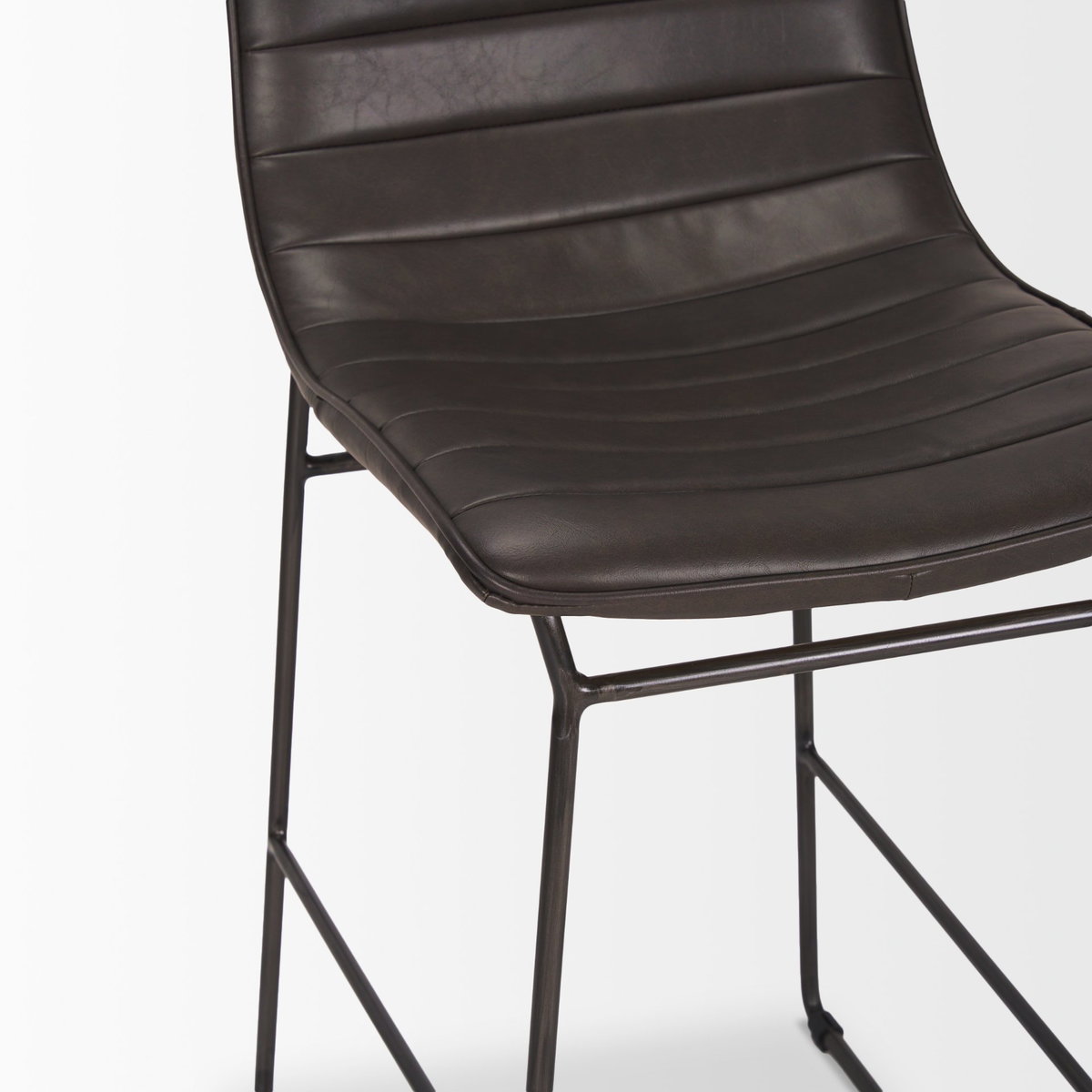 Meritt 37'H Black Faux-Leather Seat with Black Metal Frame Stool, Counter & Bar Stool by Mercana, 17.72" length x 21.65" width x 37.8" height View 9