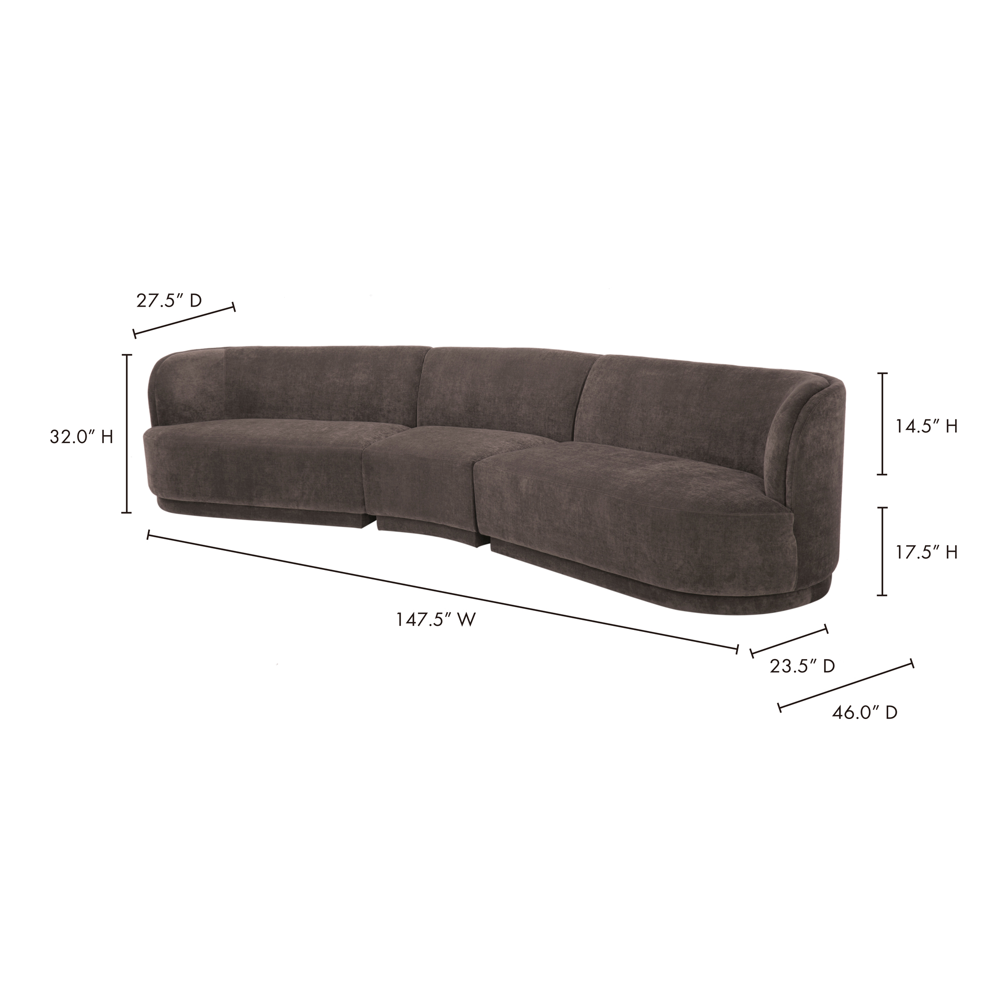 Yoon Compass Modular Sectional, Sectional Sofa by Moe's Home, 151" width x 32" height x 57.75" depth View 10