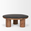 Tucson Natural Wood with Round Black Oak Top Coffee Table, by Mercana, 35.5" length x 35.5" width x 14" height thumbnail 5