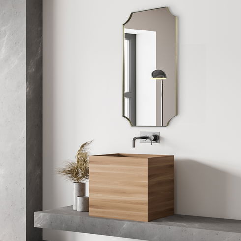 Lennox Brass Scalloped Corner Mirror