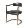 Hollyfield II 20.5L X 21.5W X 29.5H Black Leather Seat Gold Iron Frame Dining Chair thumbnail 0