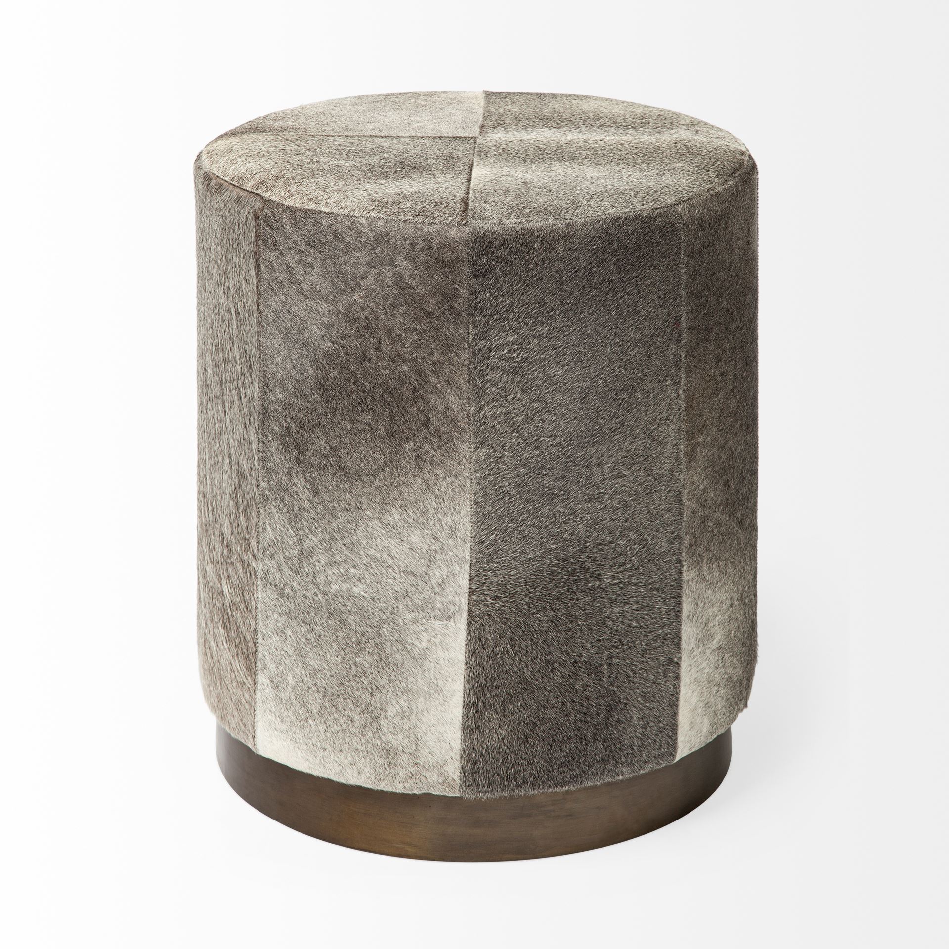 Zahavi I 23'H grey-toned hair-on-hide ottoman large image 
