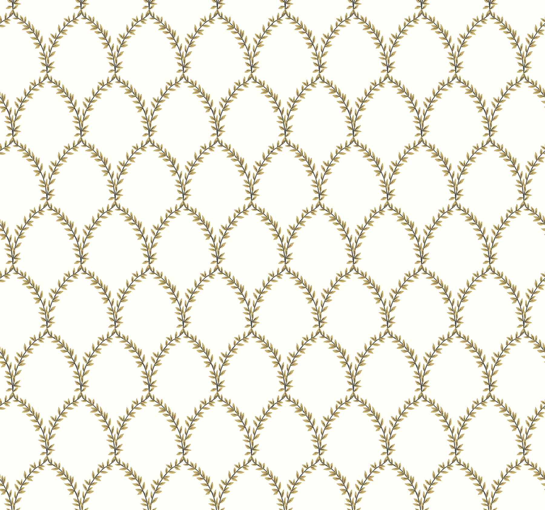 Laurel Gold & White Wallpaper large image 