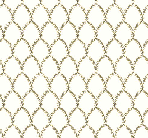 Laurel Gold & White Wallpaper