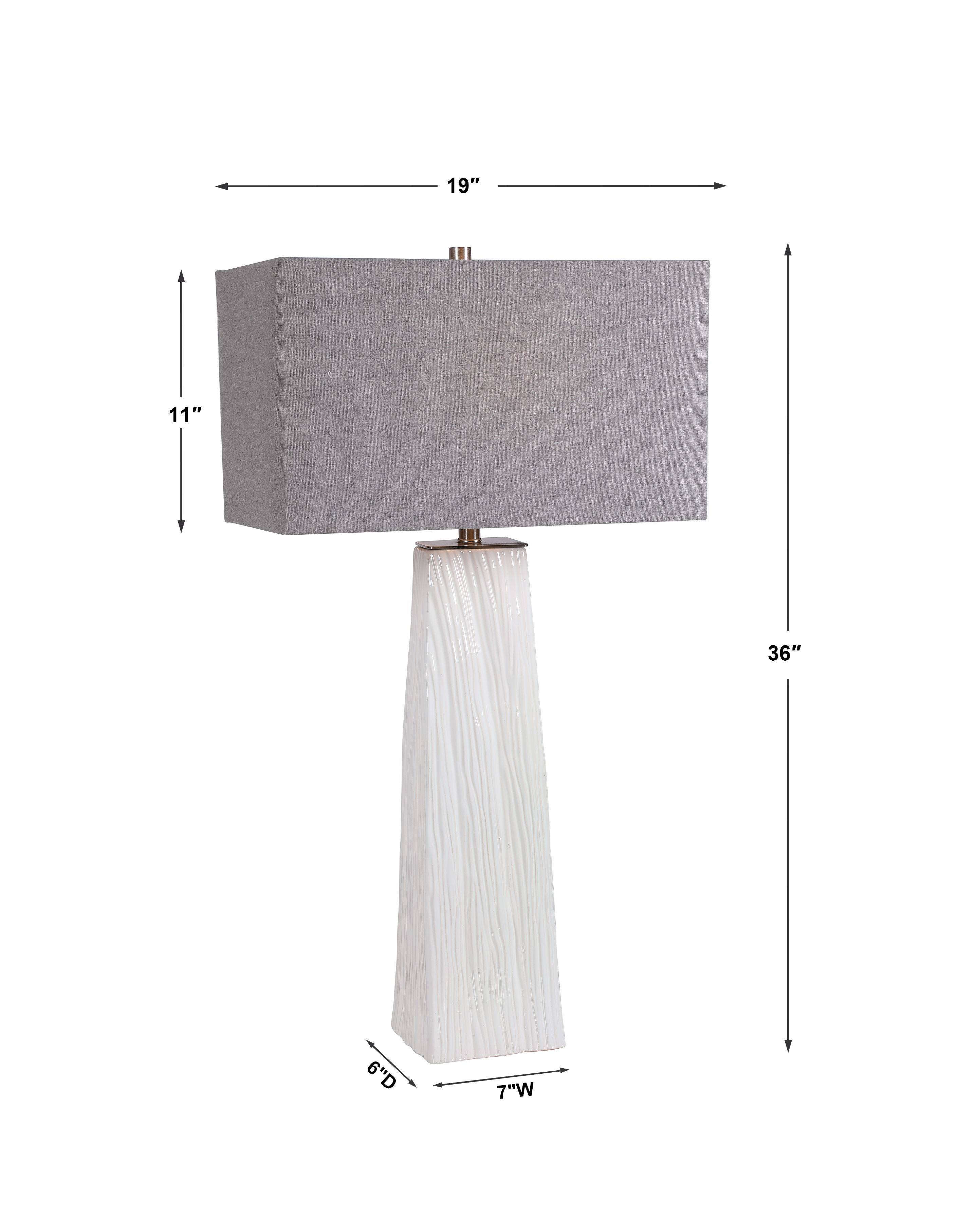 Sycamore White Table Lamp, by Uttermost, 19" width x 36" height x 11" depth View 3
