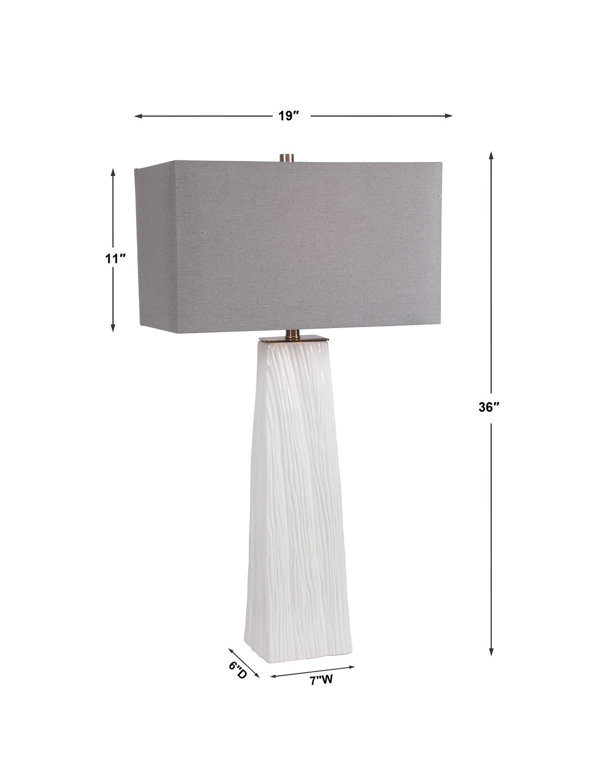 Sycamore White Table Lamp, by Uttermost, 19" width x 36" height x 11" depth View 3