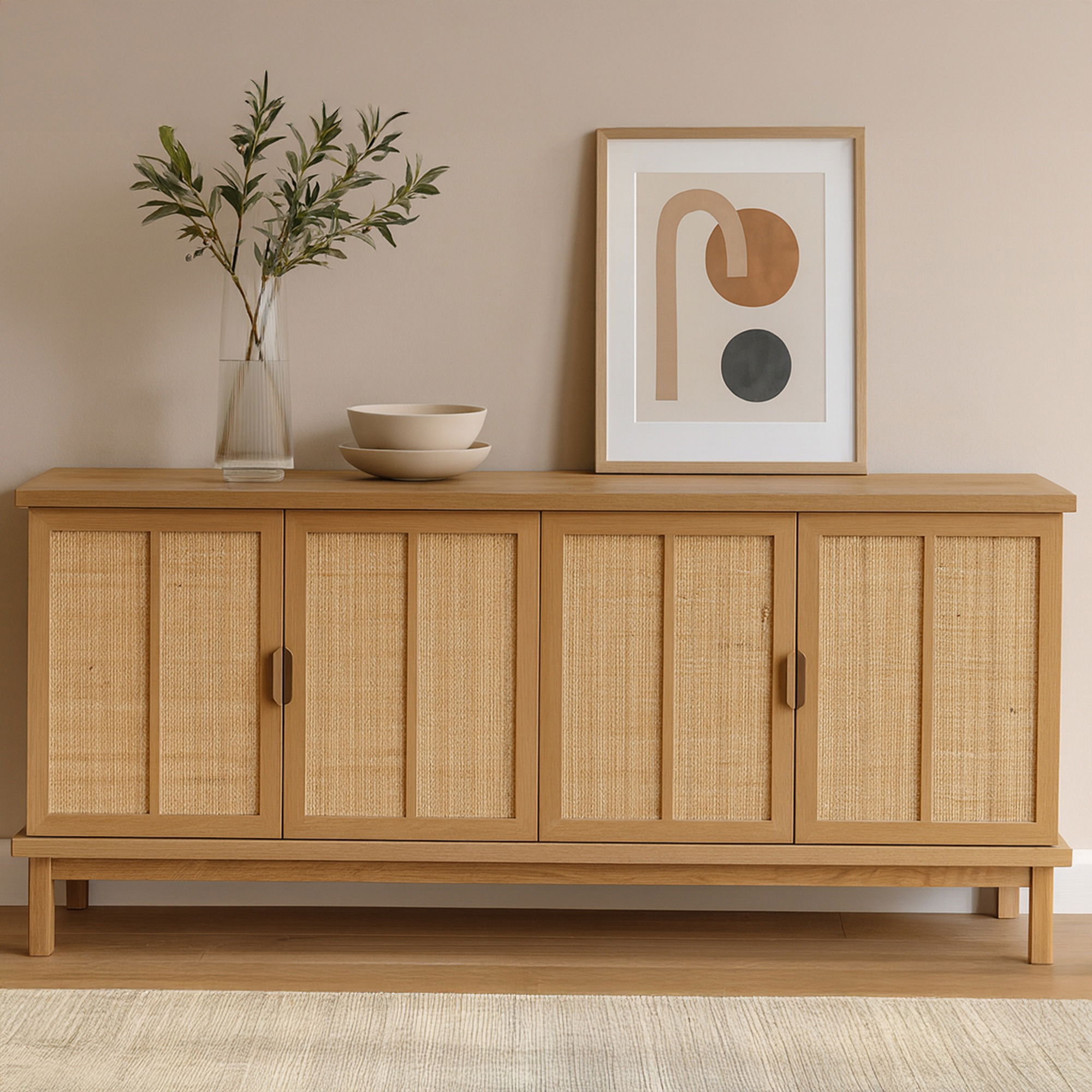 Seymour Sideboard Natural, Cabinets & Sideboard by Moe's Home, 75" width x 30" height x 18" depth View 9