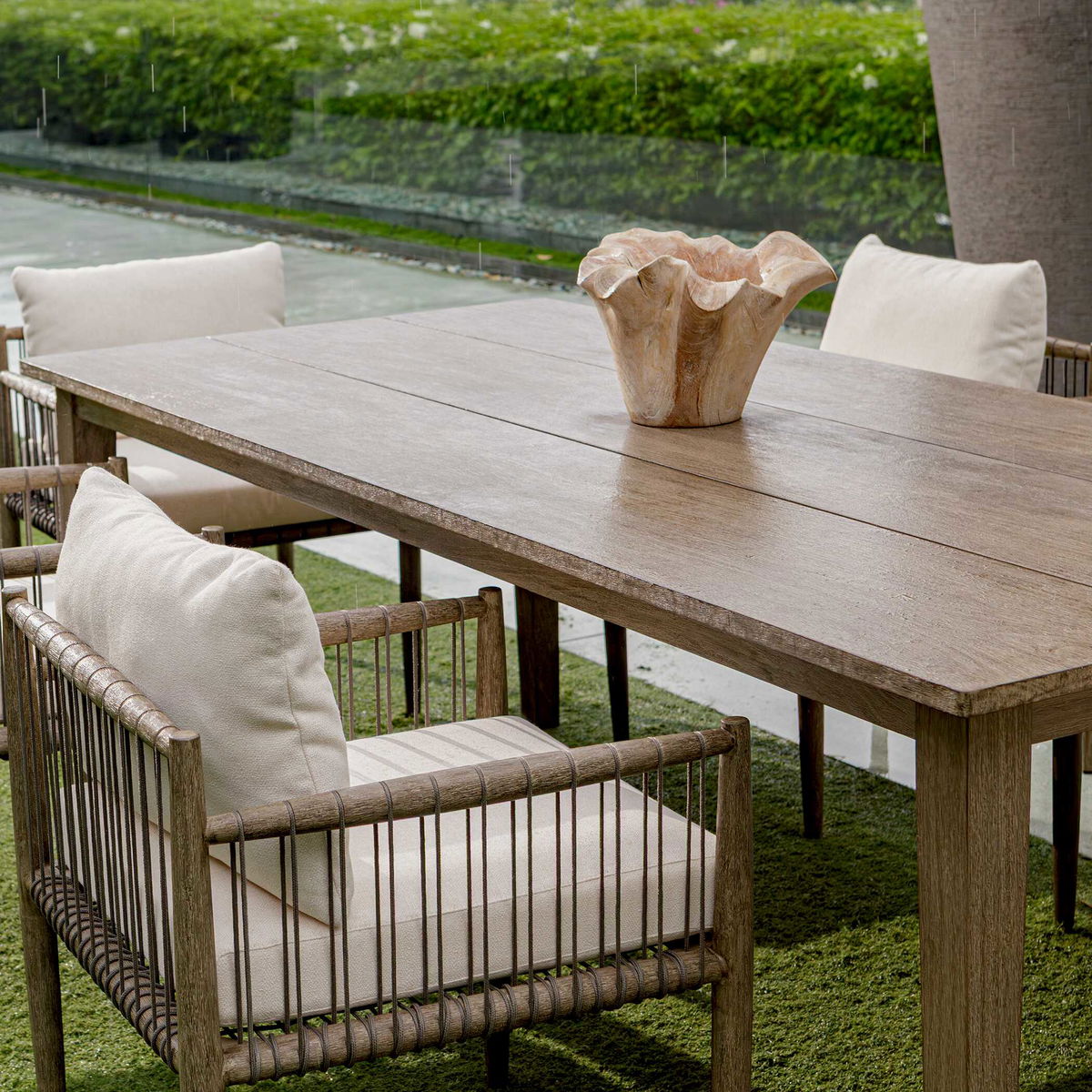 Teak Flow Natural Outdoor Bowl, Decorative Tray by Uttermost, 15.8" width x 10" height x 15.8" depth View 8
